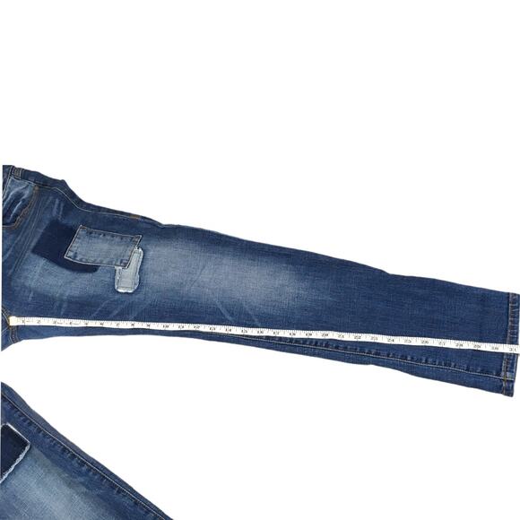 Cabi Jeans Slim Boyfriend Patchwork Sz 4 Blue Stretch Denim‎ Fading Y2K Vibes - Picture 5 of 13